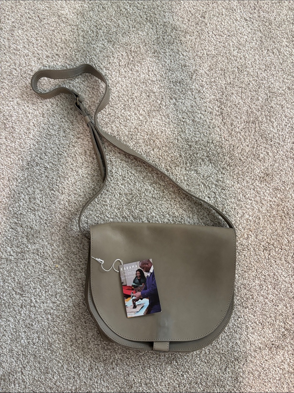 Karma Taupe Leather Crossbody Saddle Bag